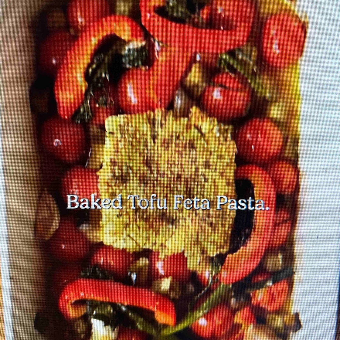 Baked Mediterranean Tofu Feta Pasta
