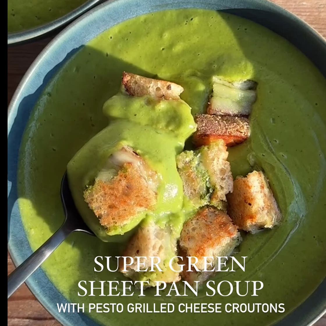 Super green sheet pan soup