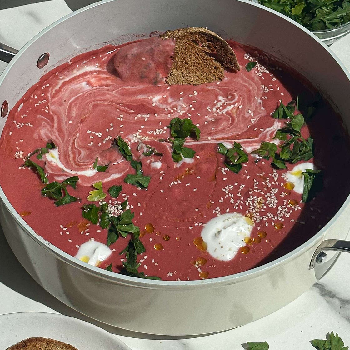 Pink Beet & Potato Soup 
