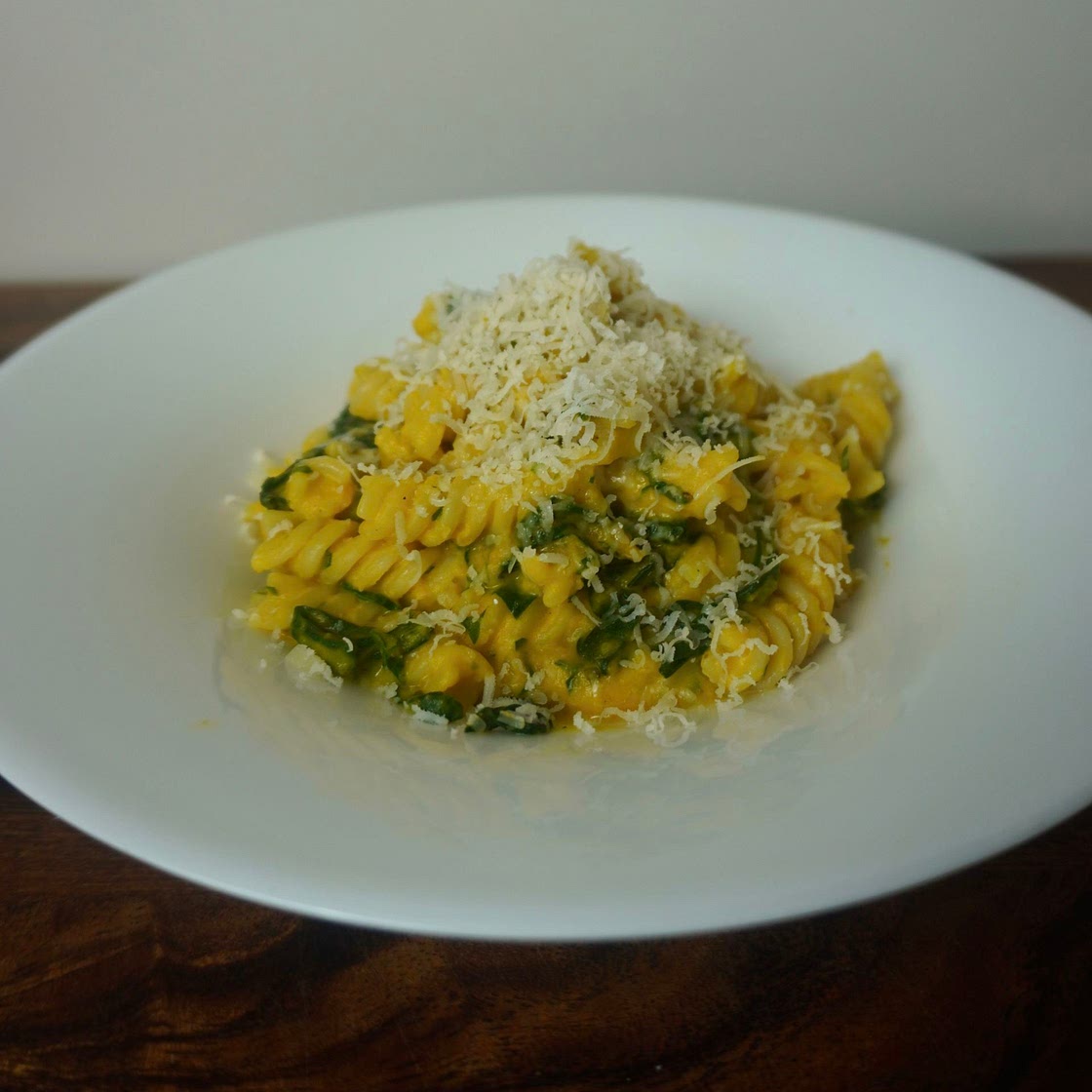 Creamy pumpkin spinach pasta