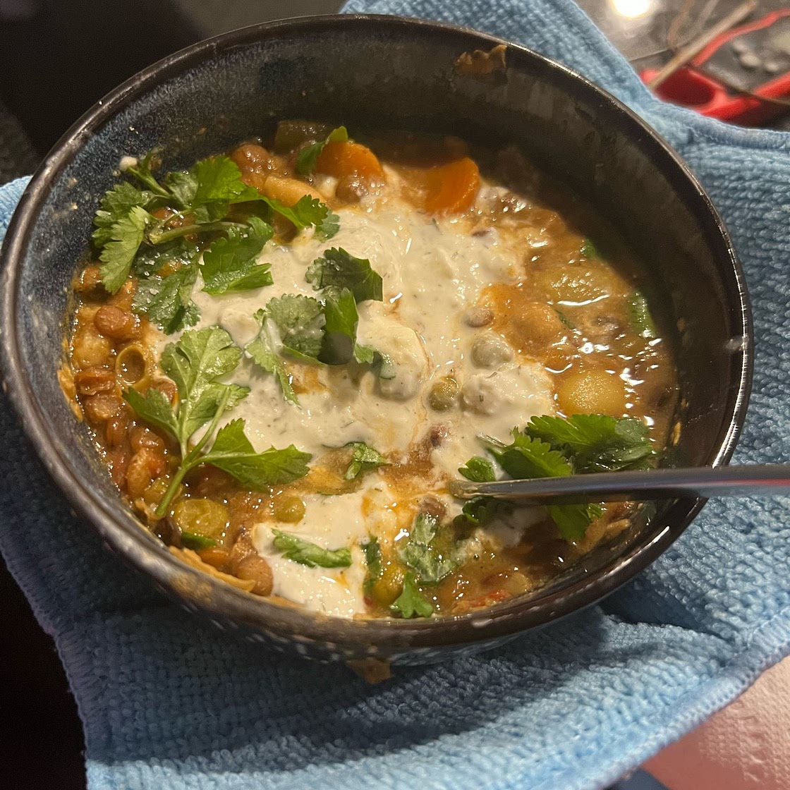 Crockpot Moroccan Lentil and Chickpea Soup