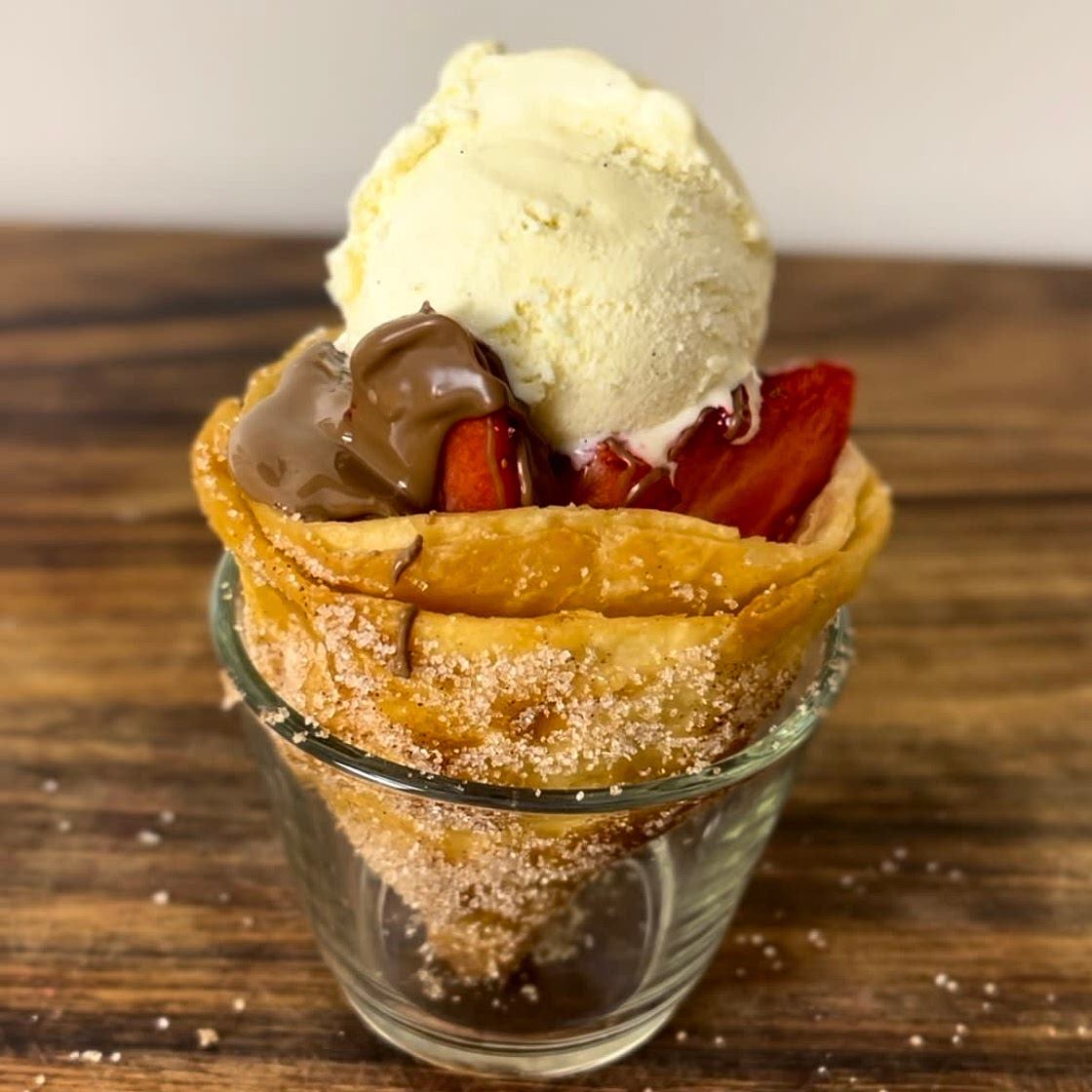 Chocolate and fruit cone