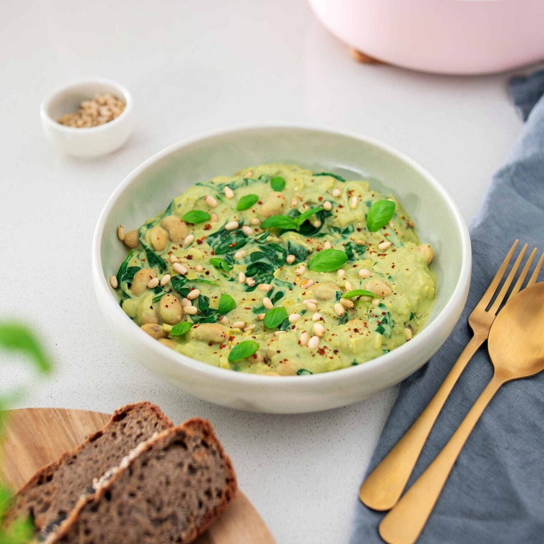 High Protein Pesto Butter Beans