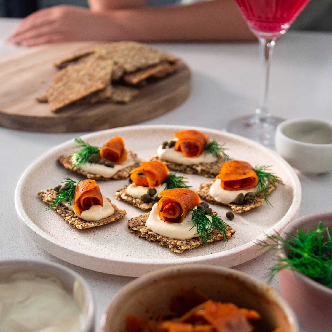 Cream Cheese Carrot Lox Canapés