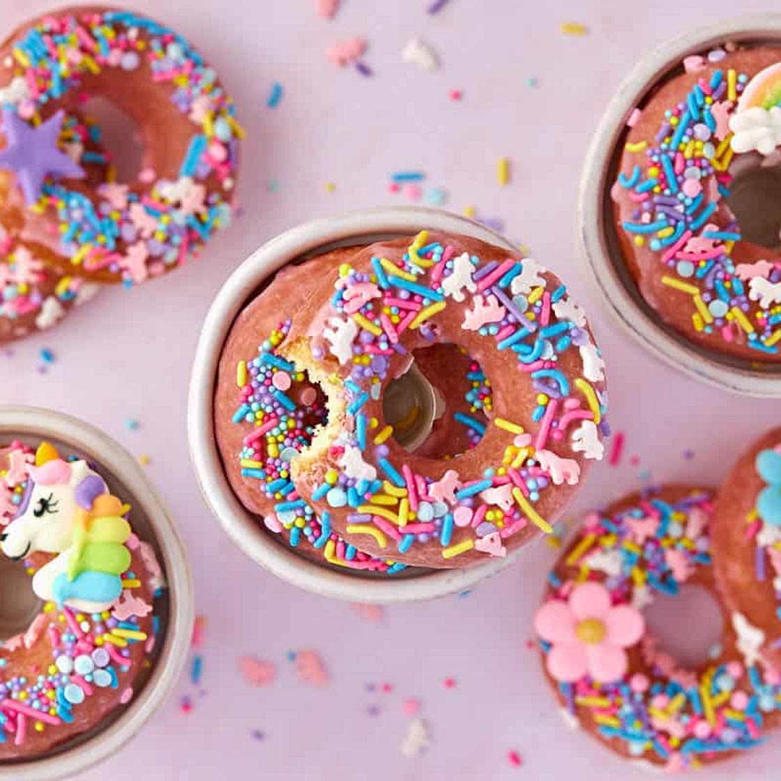Unicorn Cake Mix Donuts (Baked)