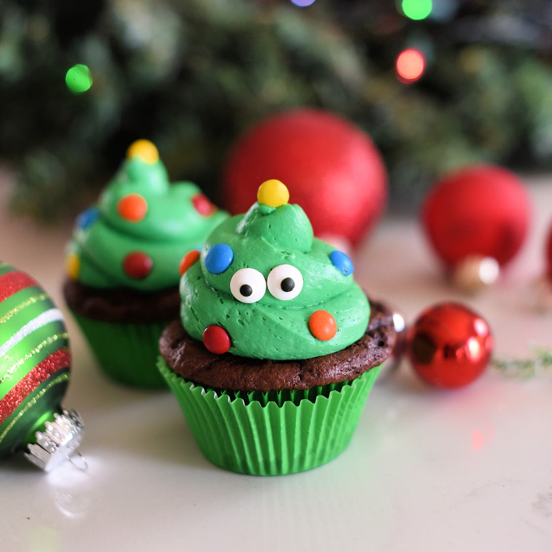 Chocolate Christmas Tree Cupcakes