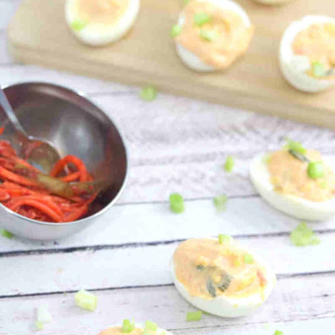 Kimchi Deviled Eggs (Keto, Paleo, Whole30)