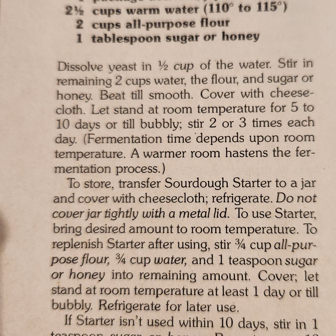 Sourdough Starter (red cookbook)