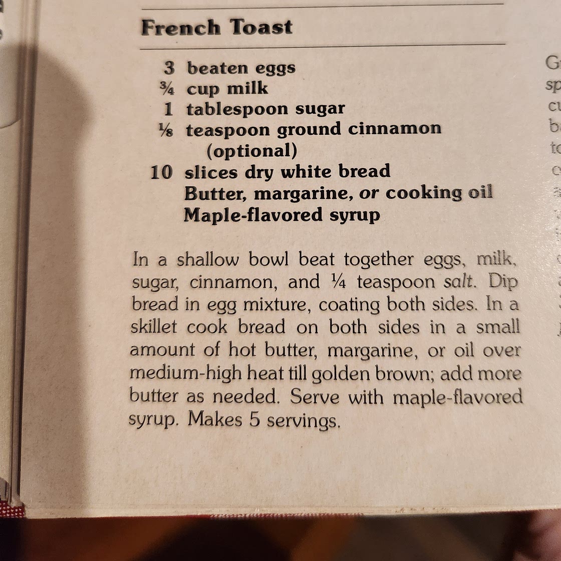 French Toast (red cookbook)