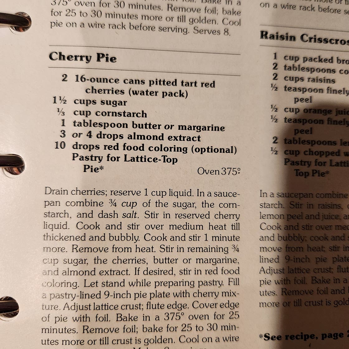 Cherry Pie (red cookbook)