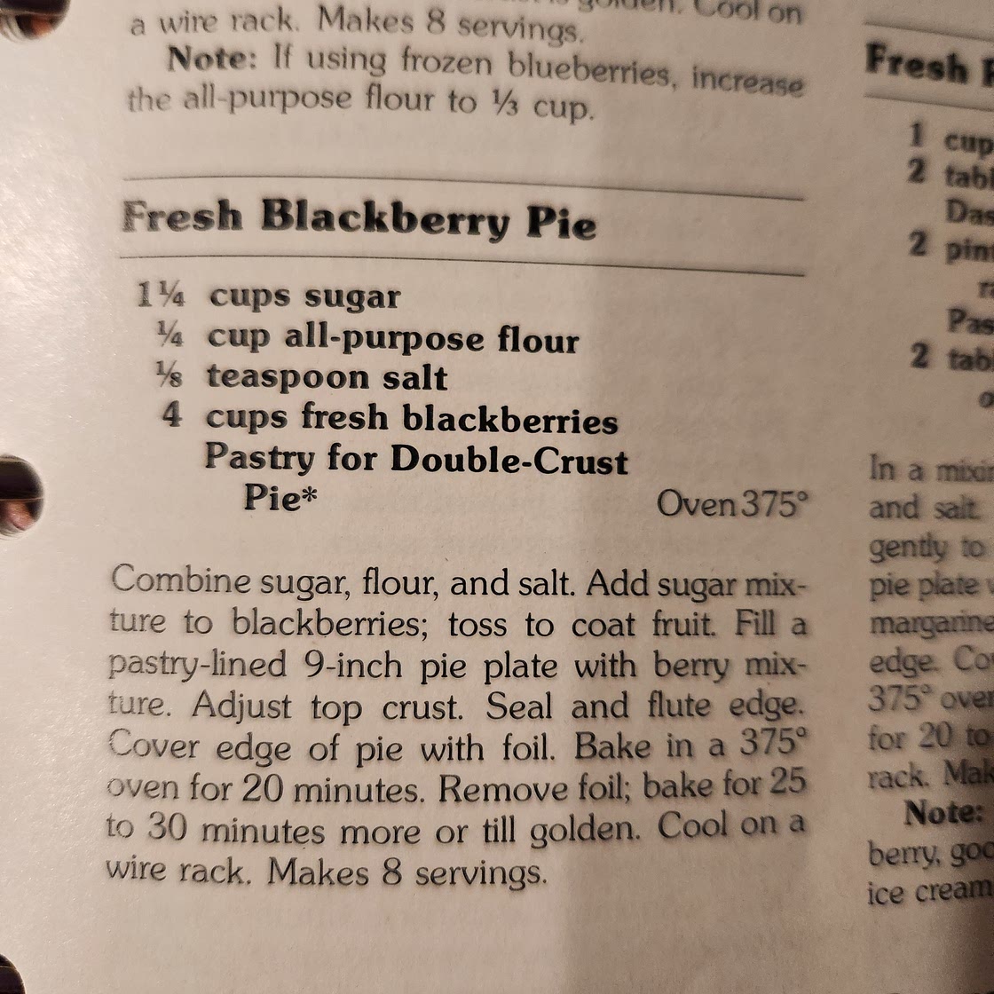 Fresh Blackberry Pie (red cookbook)