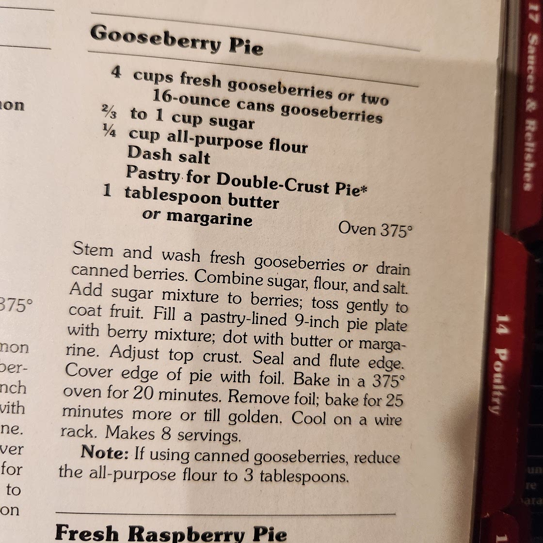 Gooseberry Pie (red cookbook)