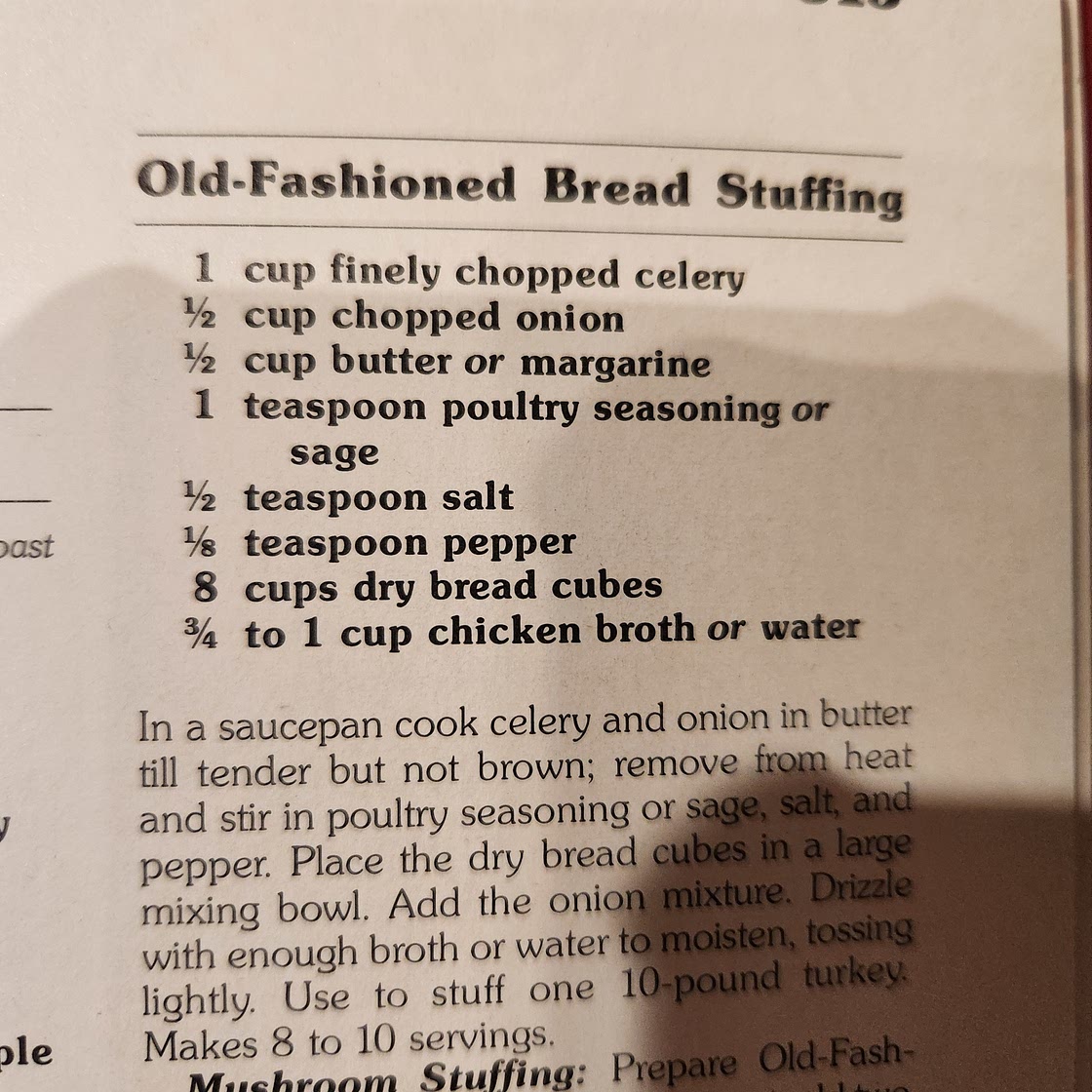 Old Fashioned Bread Stuffing (red cookbook)
