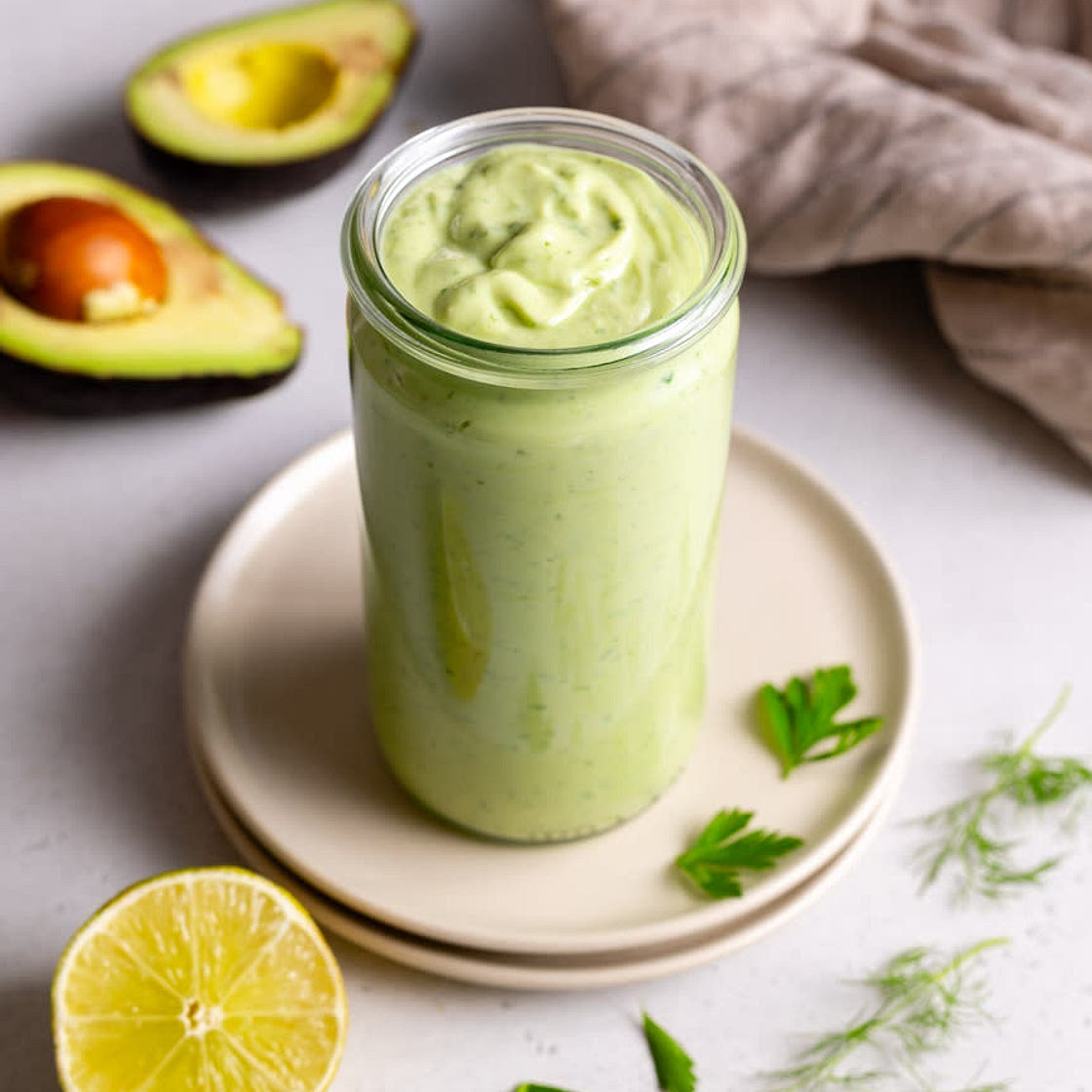 Creamy Avocado Lime Ranch Dressing with Greek Yogurt