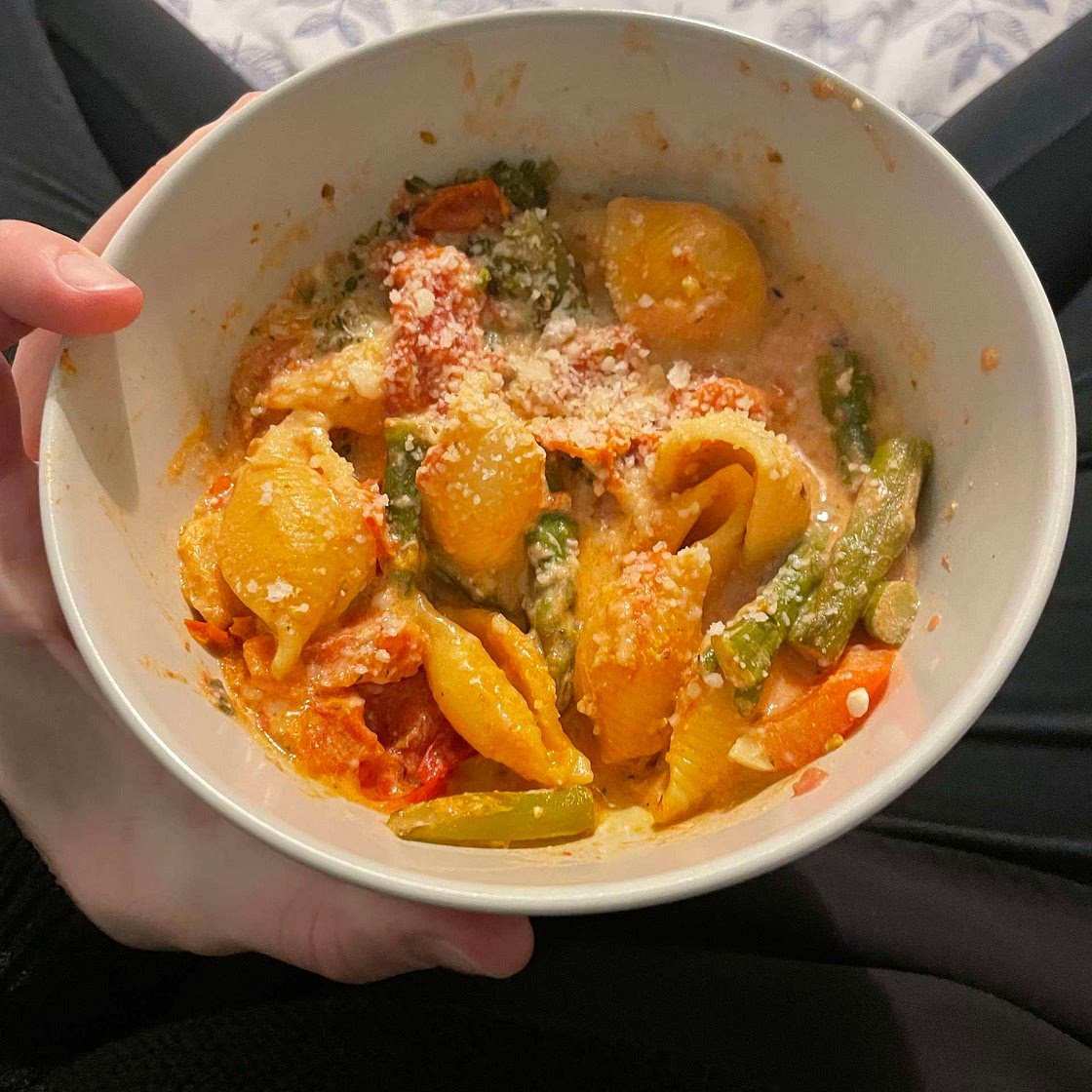 Aubergine feta pasta