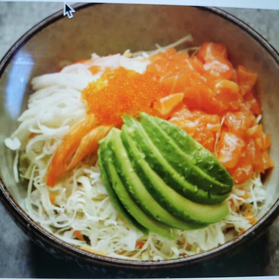 Avocado salmon sashimi Salad salad