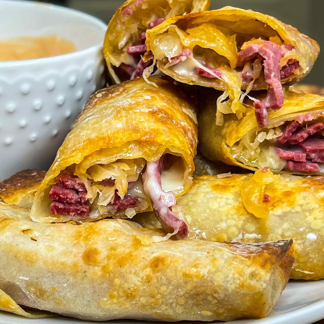 Air Fryer Rueben Egg Rolls 