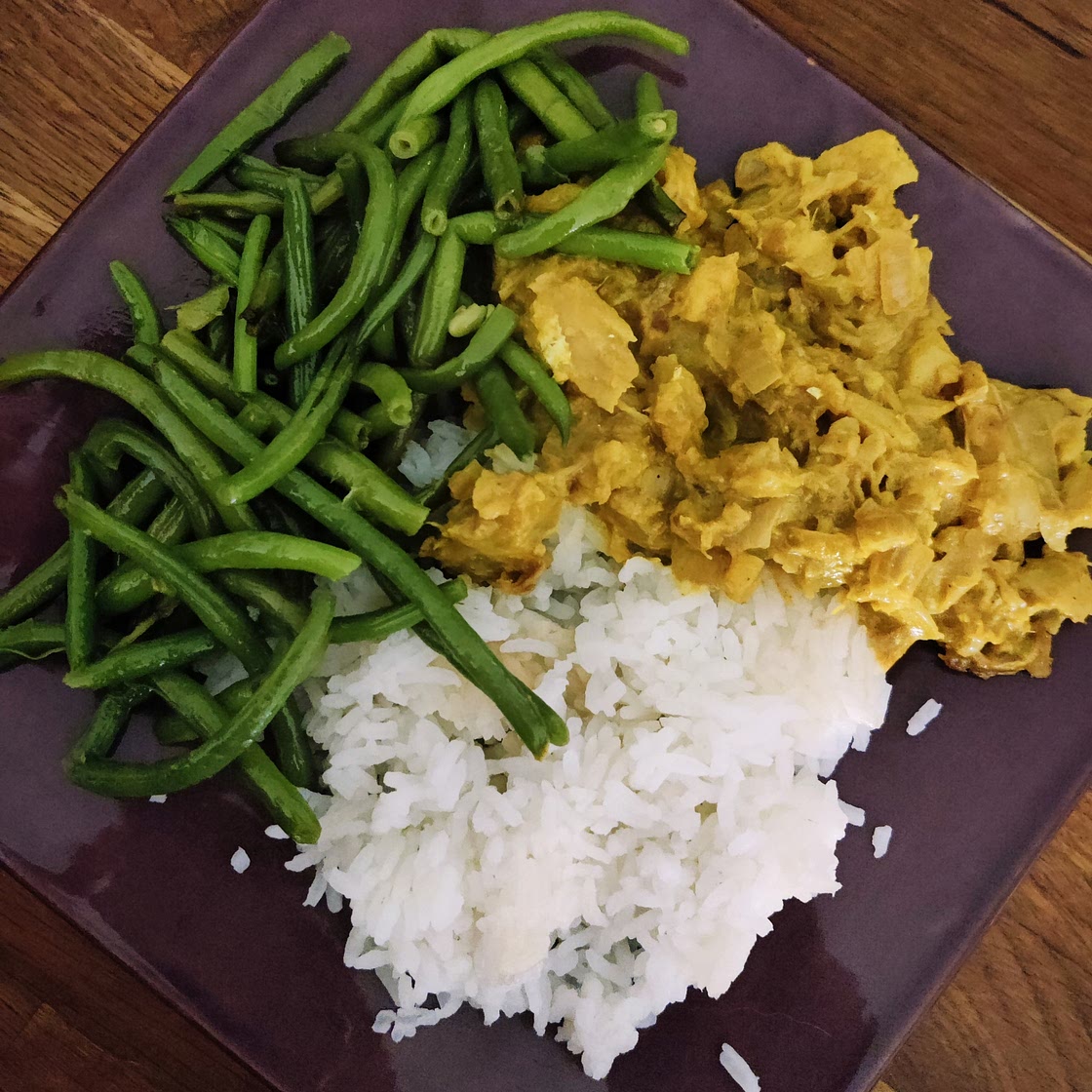 Cabillaud au curry et lait de coco