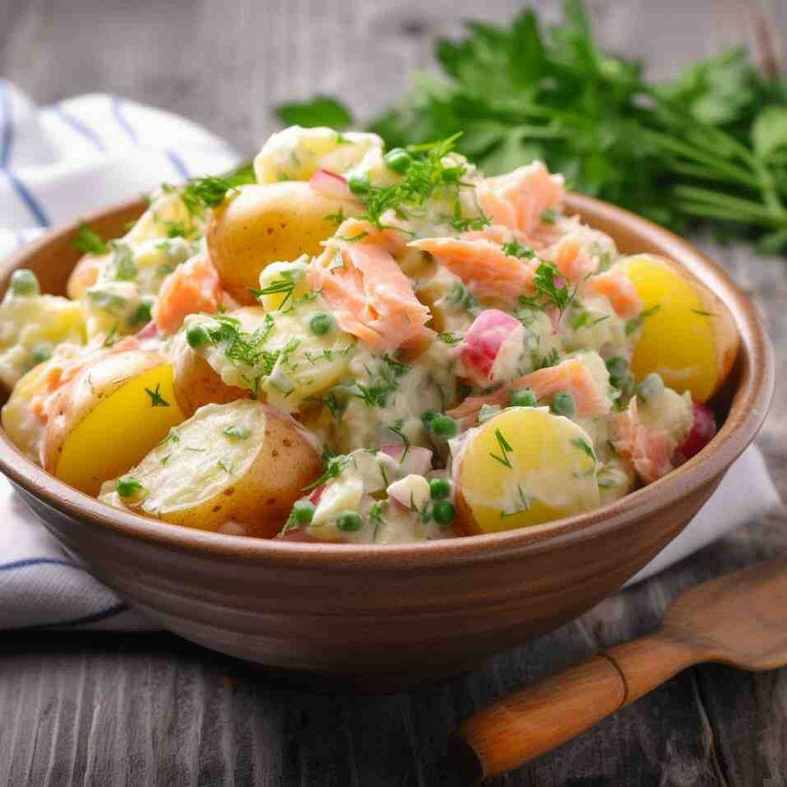 Mary Berry Potato Salad with Salmon and Prawns