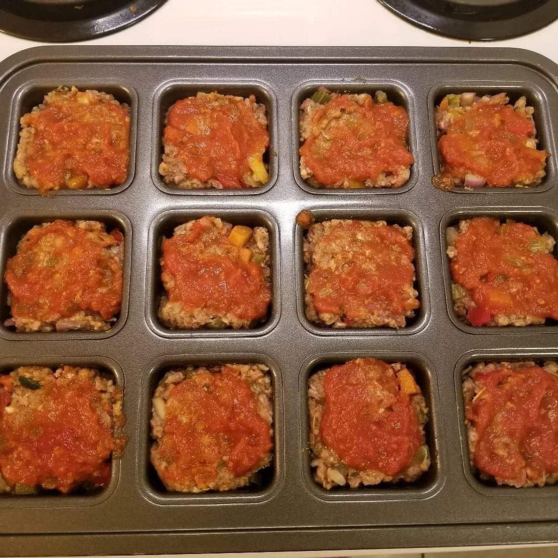 Mini Meatloaves in Brownie Pan