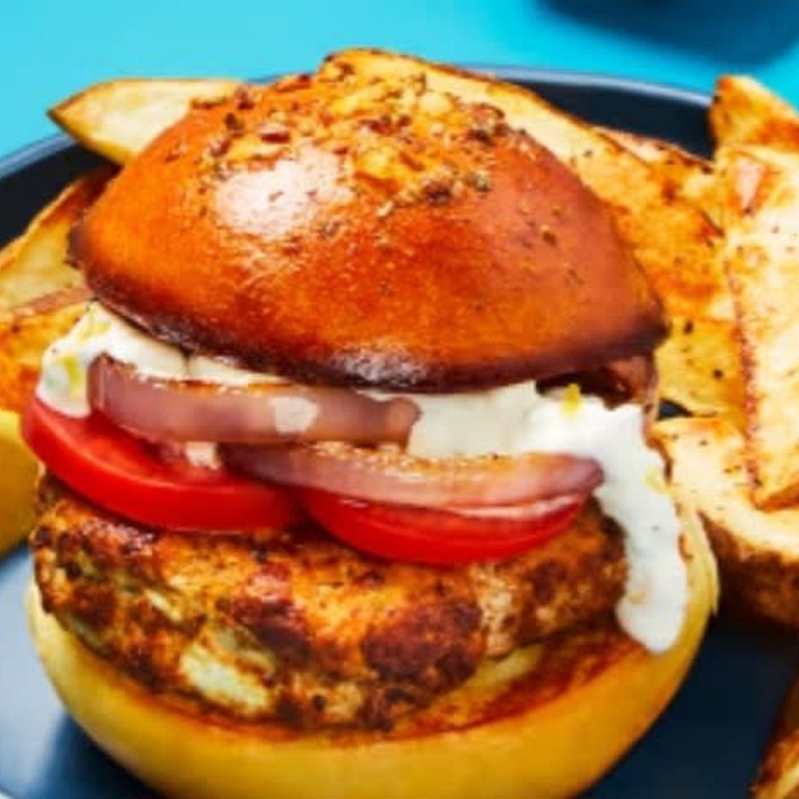 Lemon Feta Pork Burgers