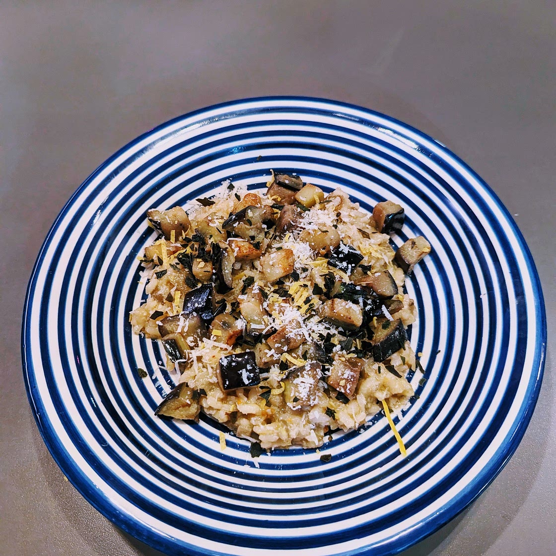 Risotto aubergines et citron