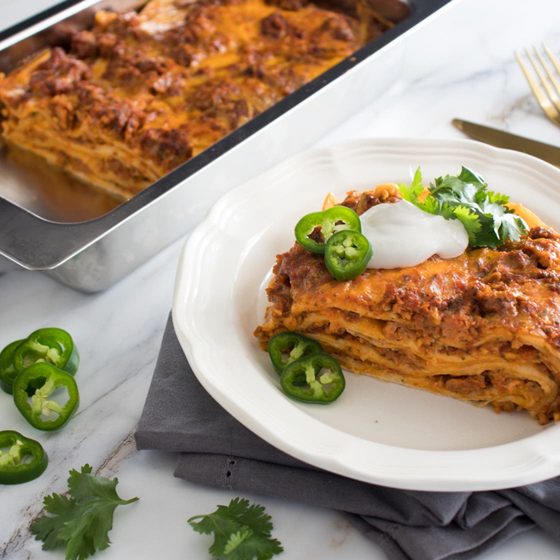 Chorizo and Cheese Burrito Lasagna