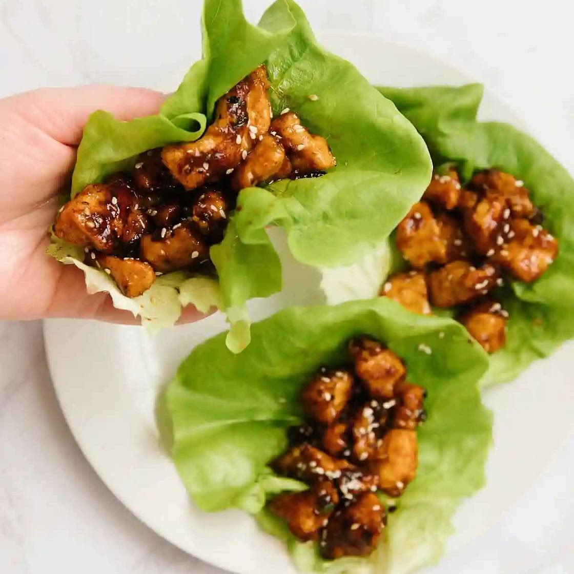 SESAME HONEY CHICKEN LETTUCE CUPS (Sarah Johnstun)