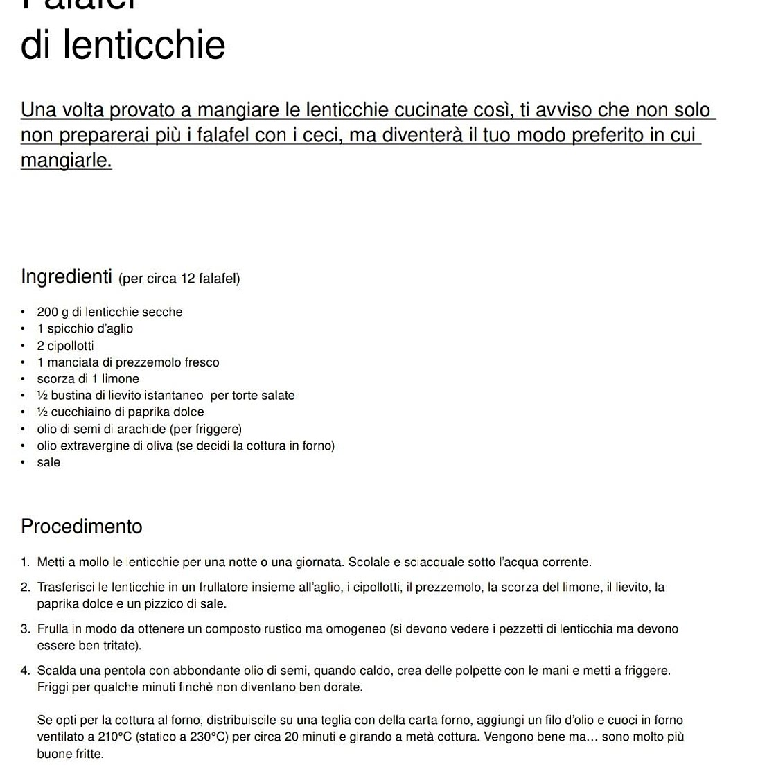 Falafel di lenticchie