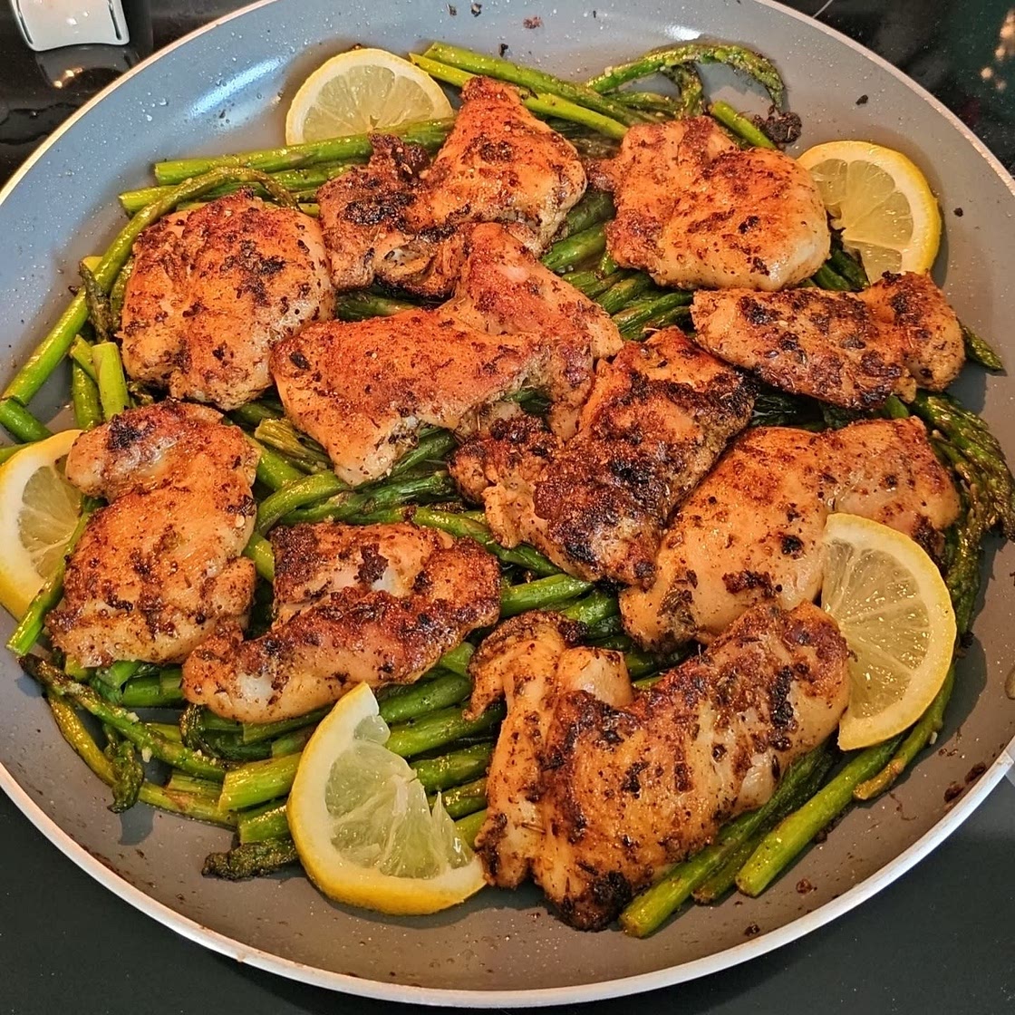 Garlic Herb Butter Chicken Thighs with Asparagus