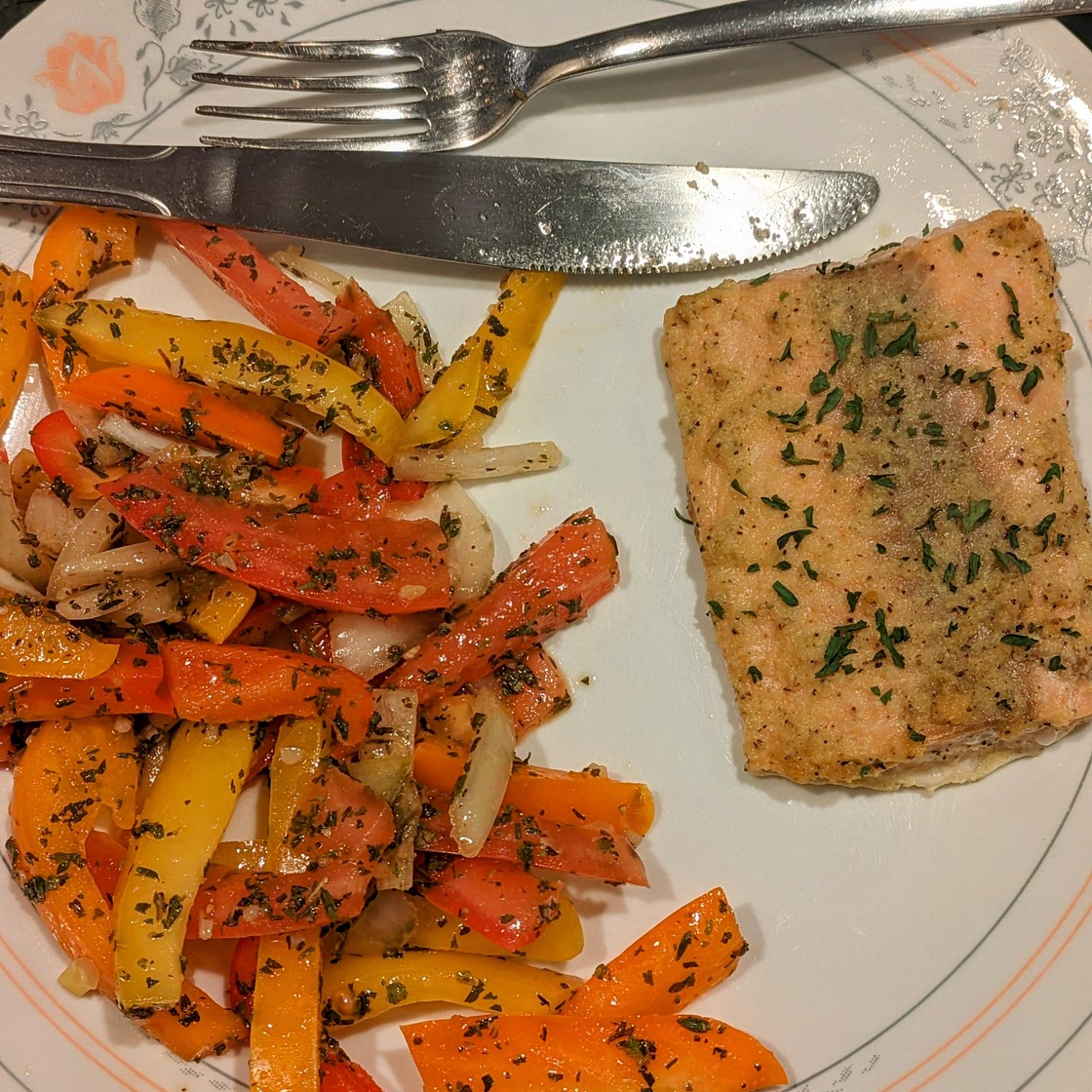 Simply Baked Salmon and Crunchy Salad