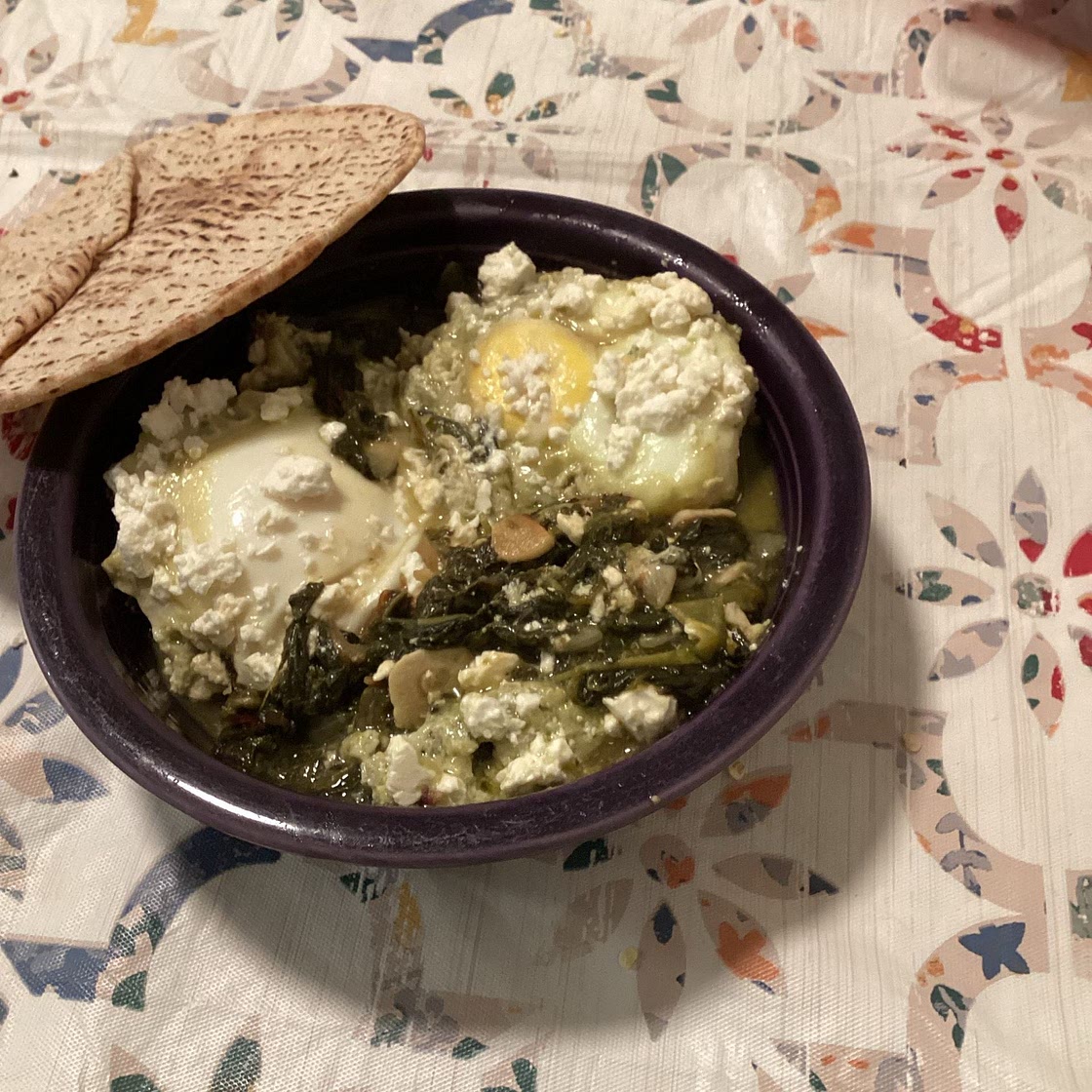 Green Shakshuka with Spinach, Chard & Feta