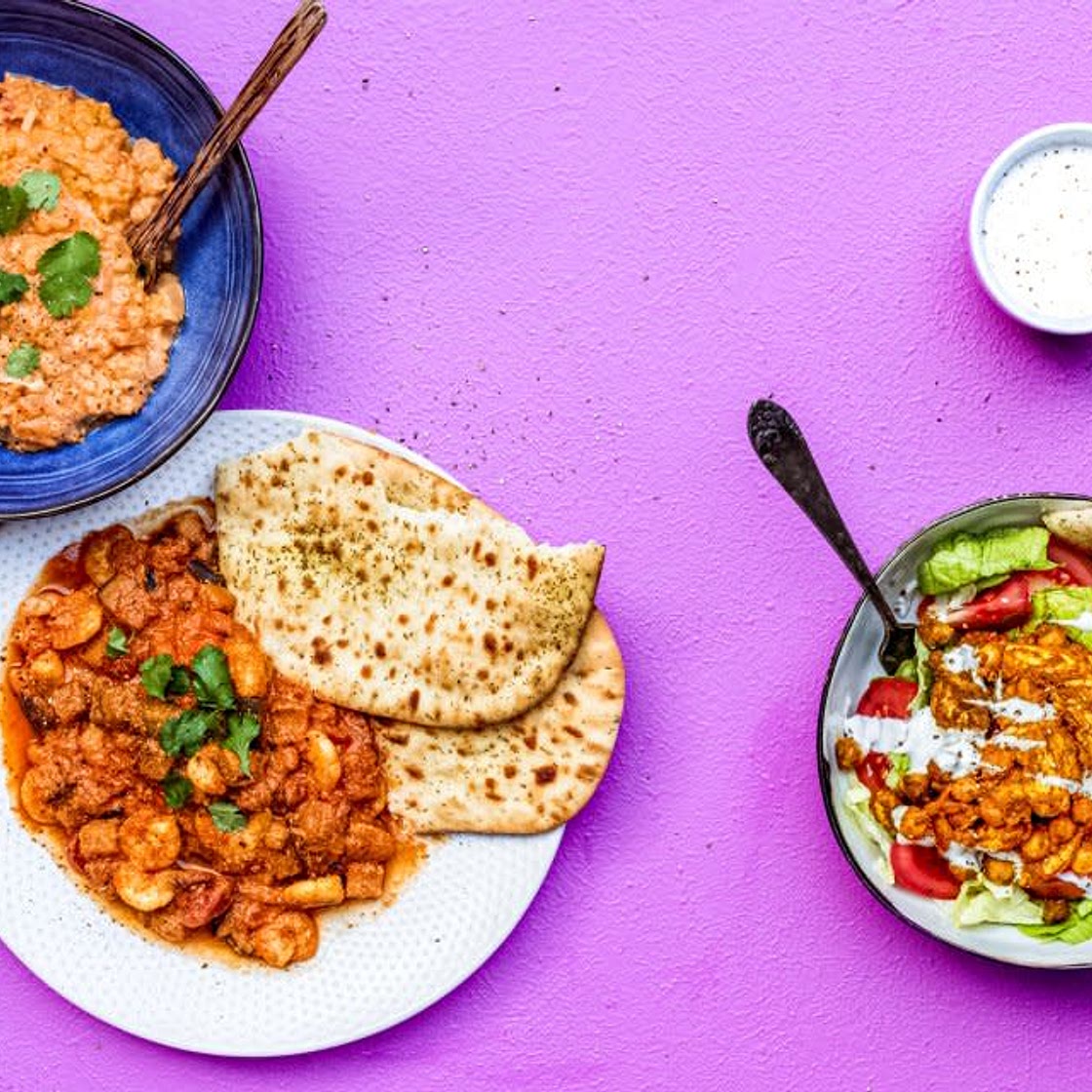 Aubergine curry met garnalen