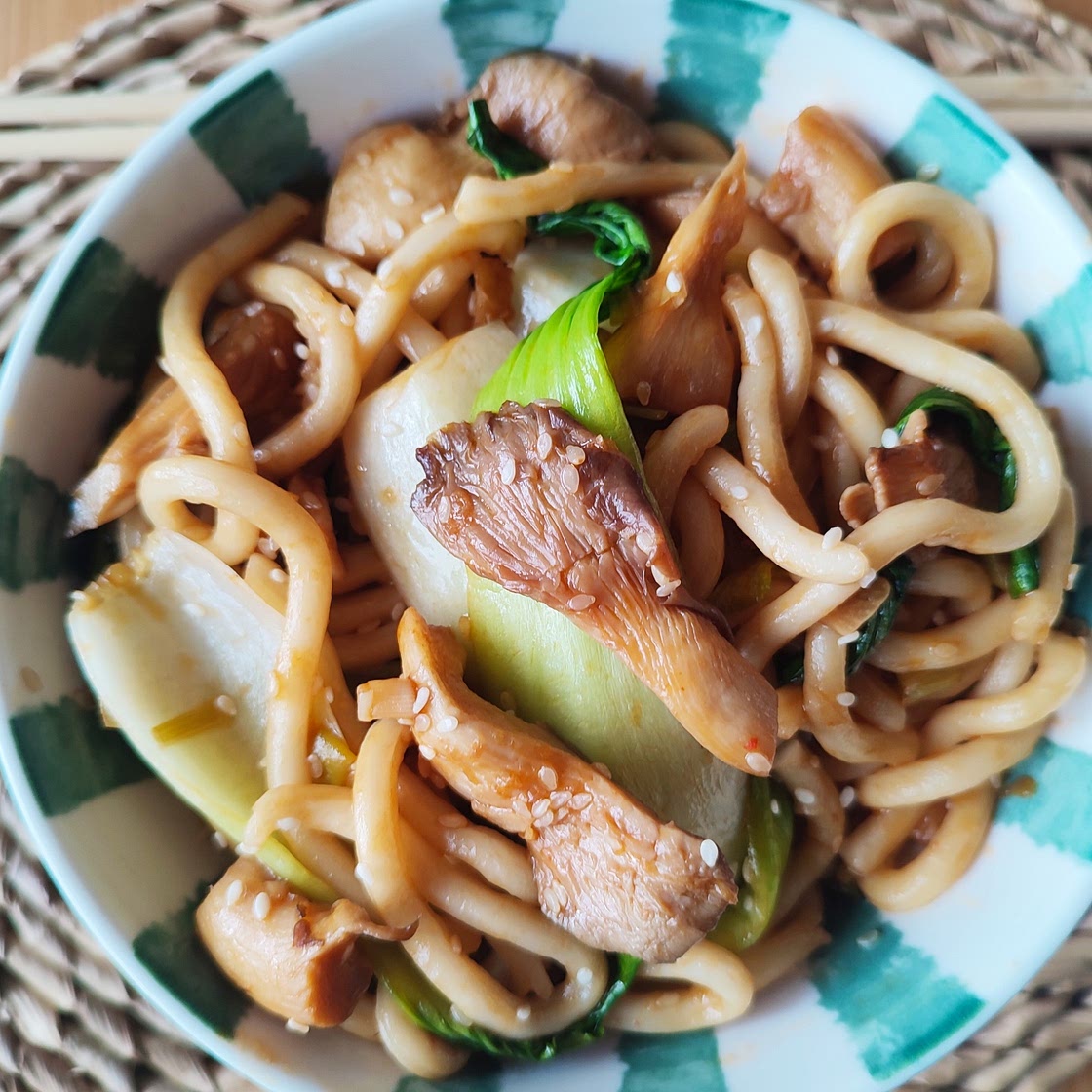 Udon Noodles and Pak Choi Stir Fry (Vegan)