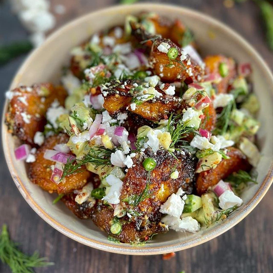 Smashed Potato Salad (serves 4)