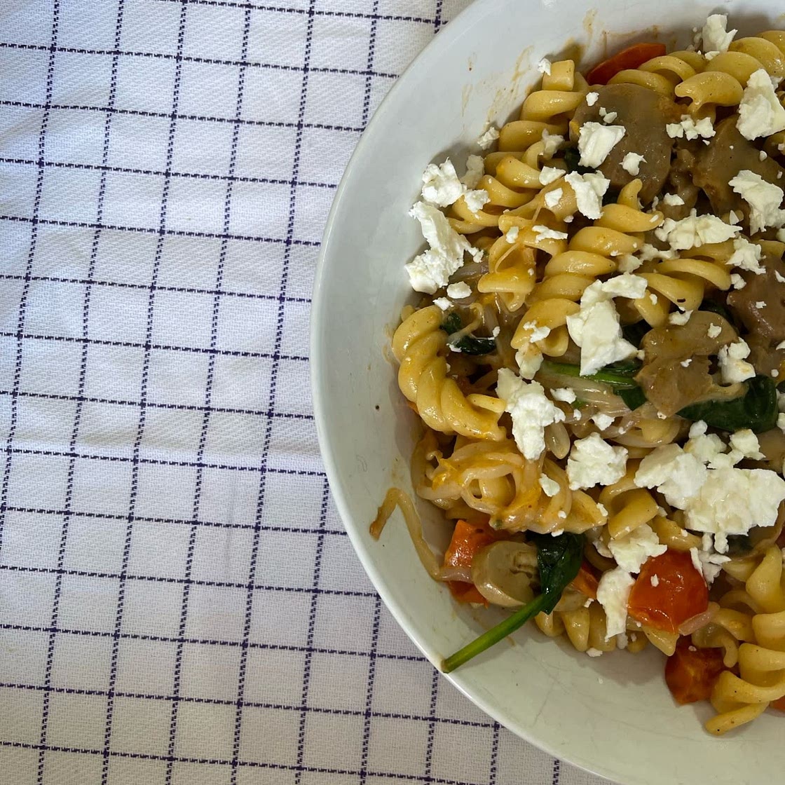 Parmesan Spinach Mushroom Pasta Skillet