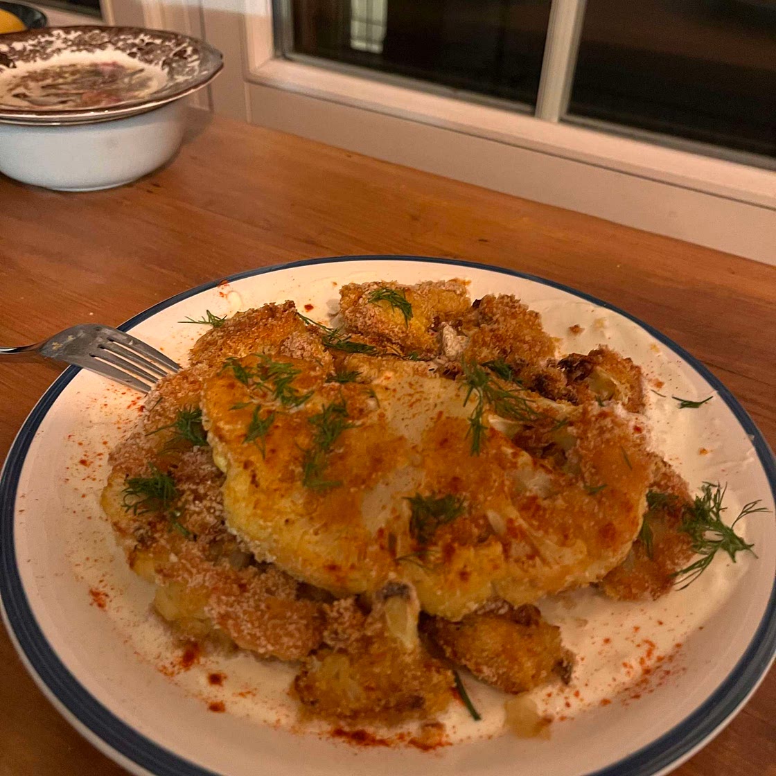 Cauliflower with Yogurt Sauce and Crispy Caramelized Onion
