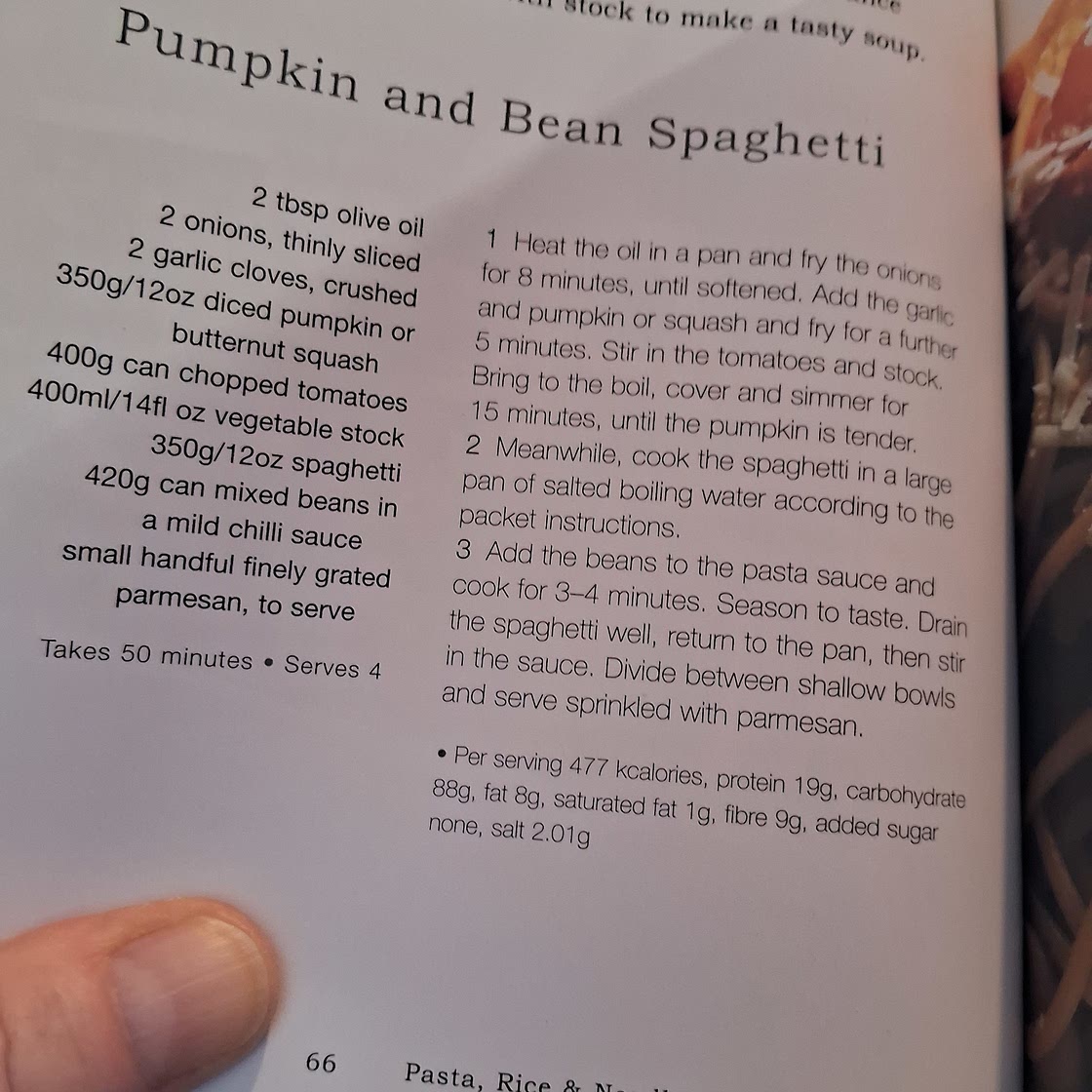 Pumpkin and bean pasta