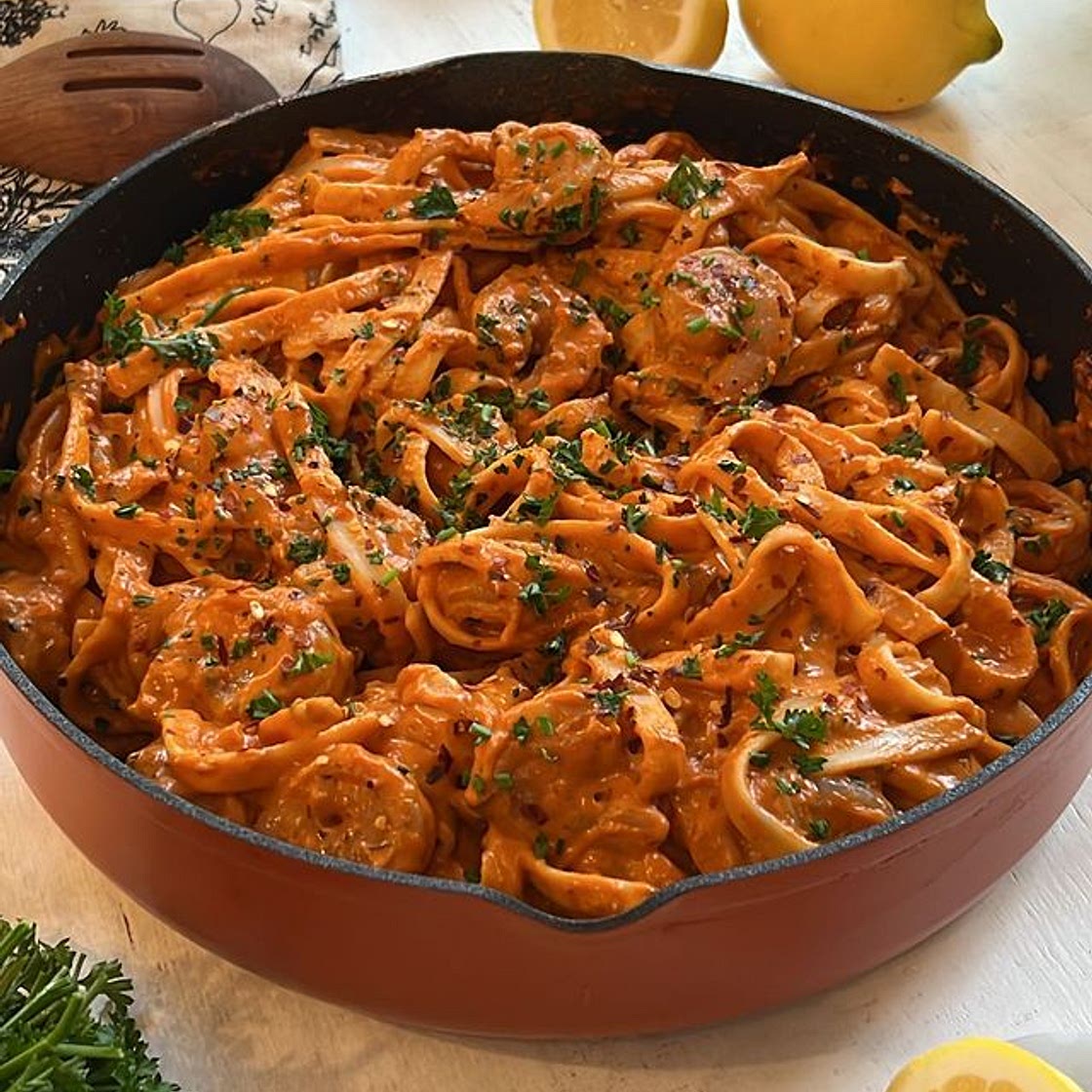 Red Pepper Pasta w/ Shrimp
