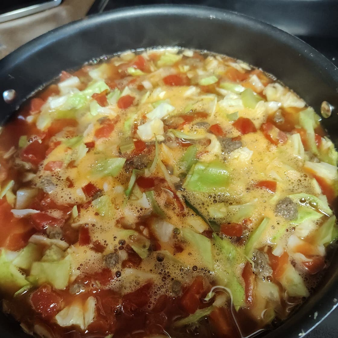 Chunky Beef, Cabbage and Tomato Soup (Instant Pot or Stove Top)