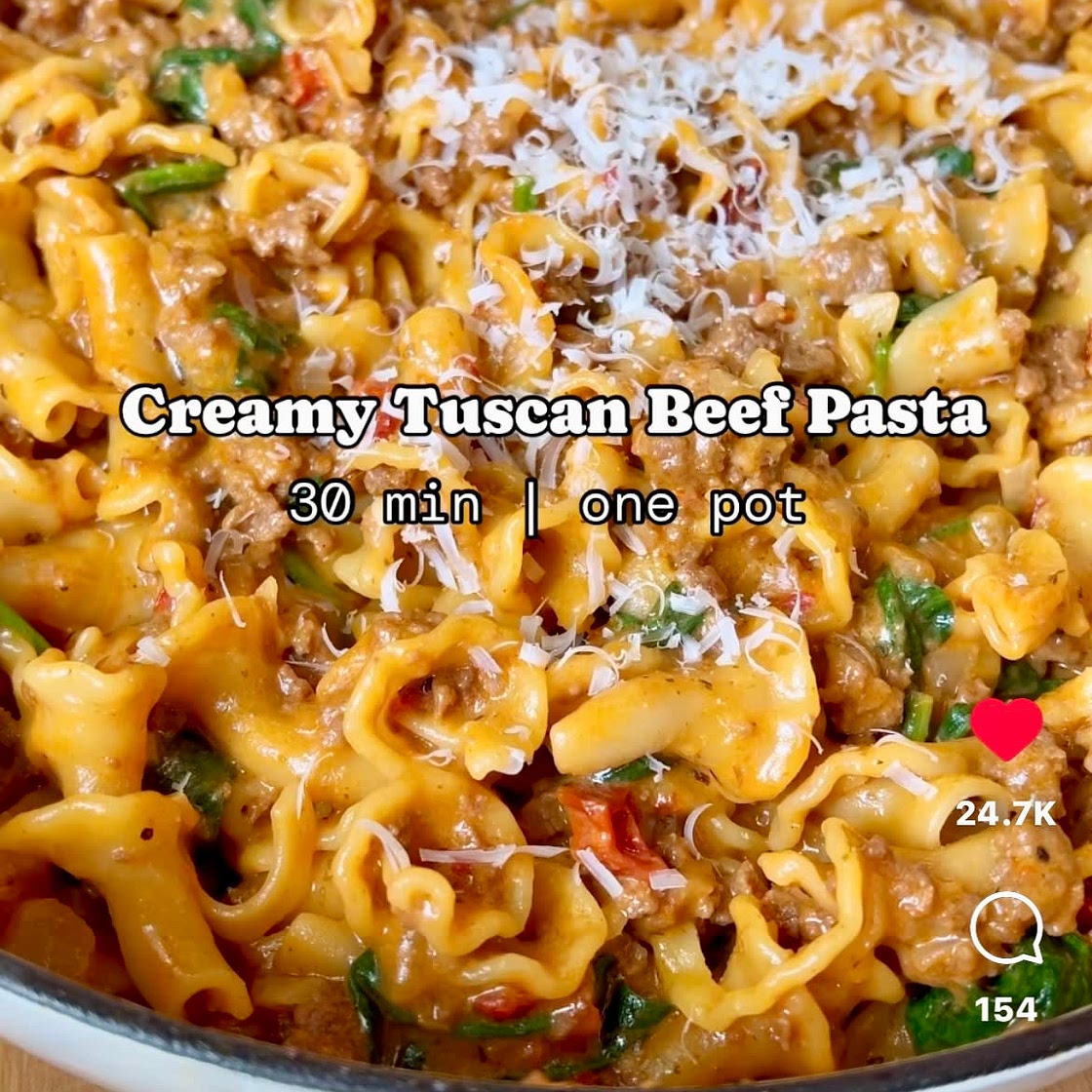 Creamy Tuscan Beef Pasta
