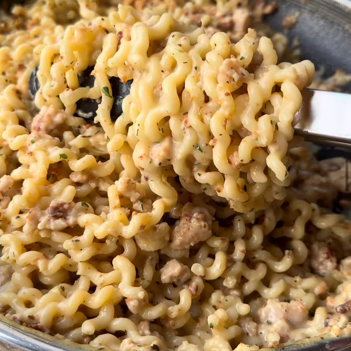 Creamy Garlic & Herb Sausage &  Chorizo Pasta