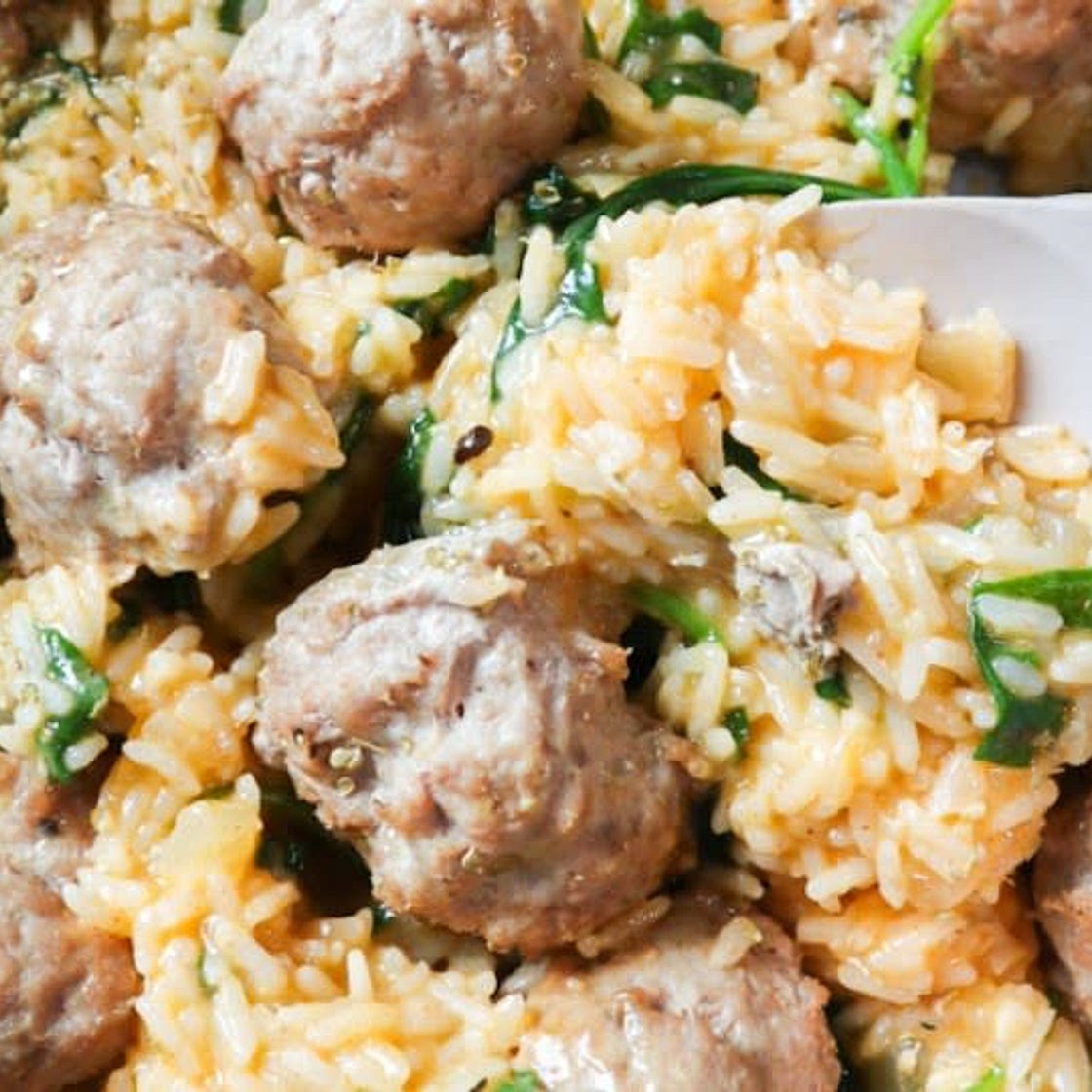 Lemon Basil Meatballs and Creamy Rice