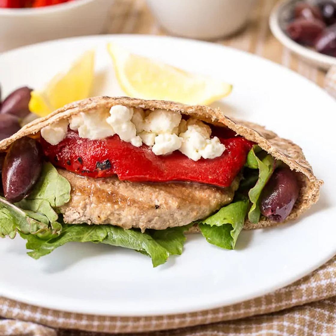 Mediterranean turkey pita burger