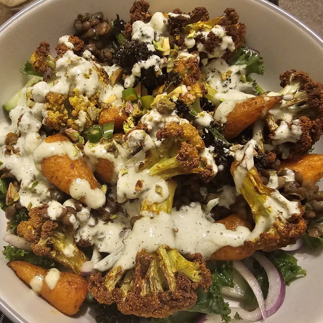 Roasted Cauliflower Lentil Salad
