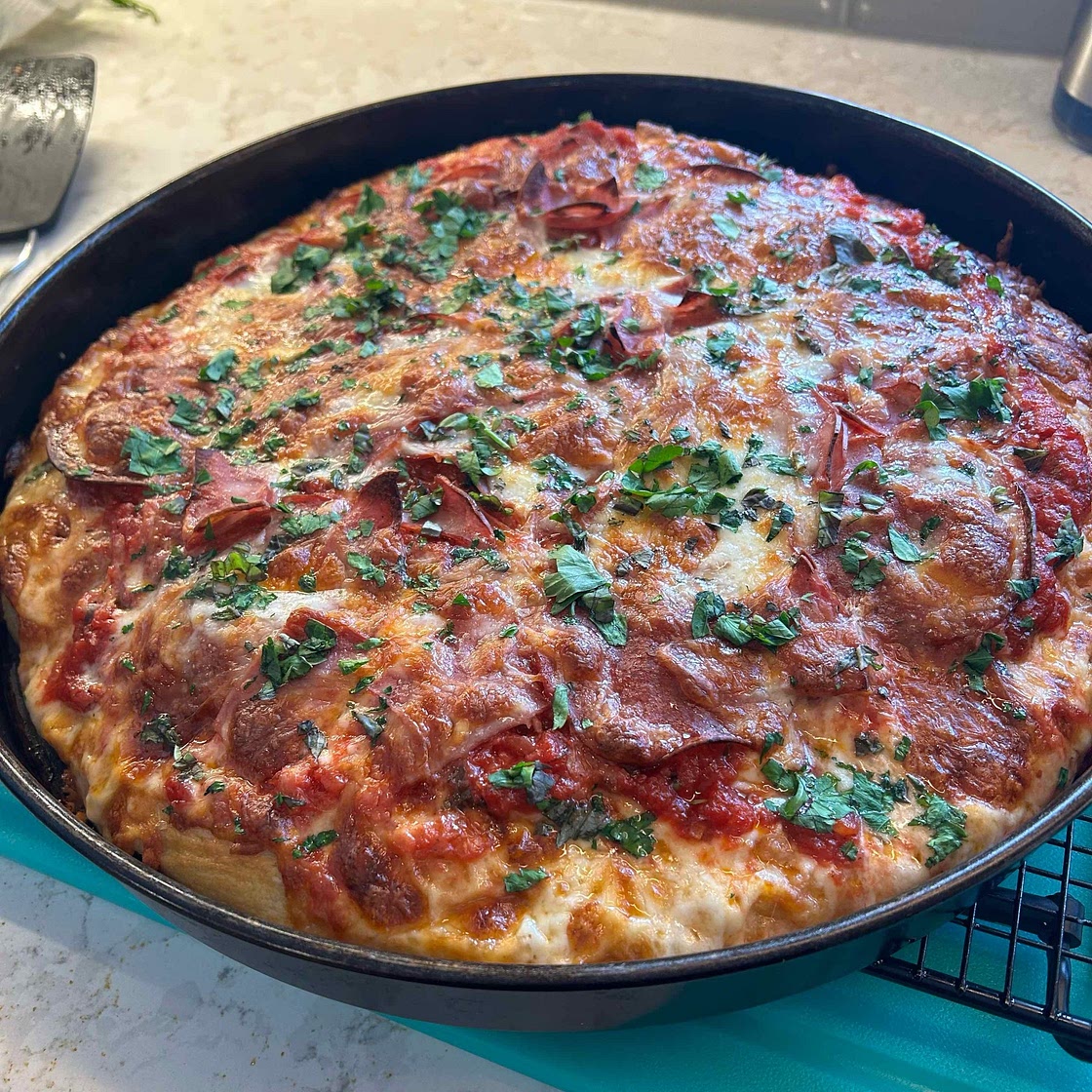 Detroit-Style Focaccia Pizza with Crispy Cheese Crust