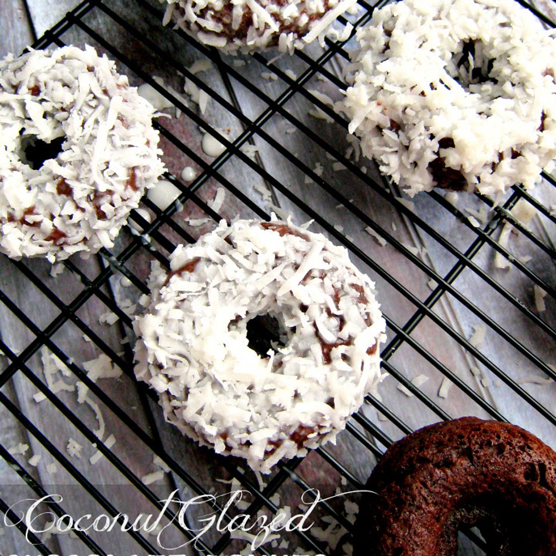 Coconut Glazed Chocolate Donuts