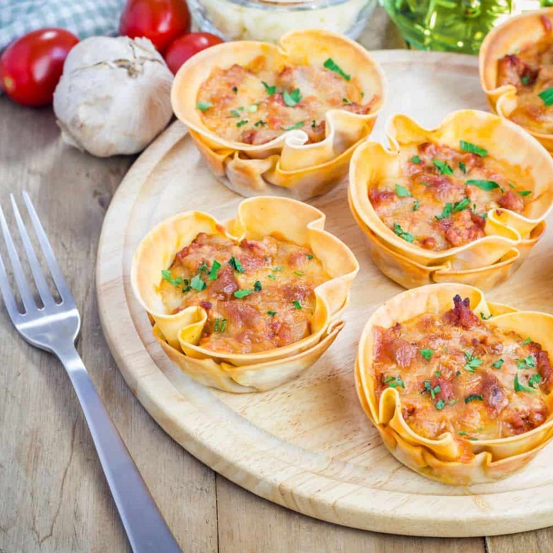 Mushroom and Pork lasagna cups