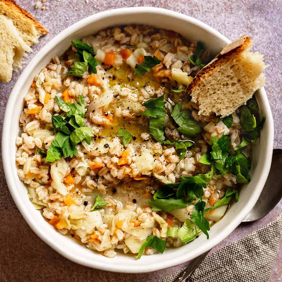 Farro Soup with Cabbage