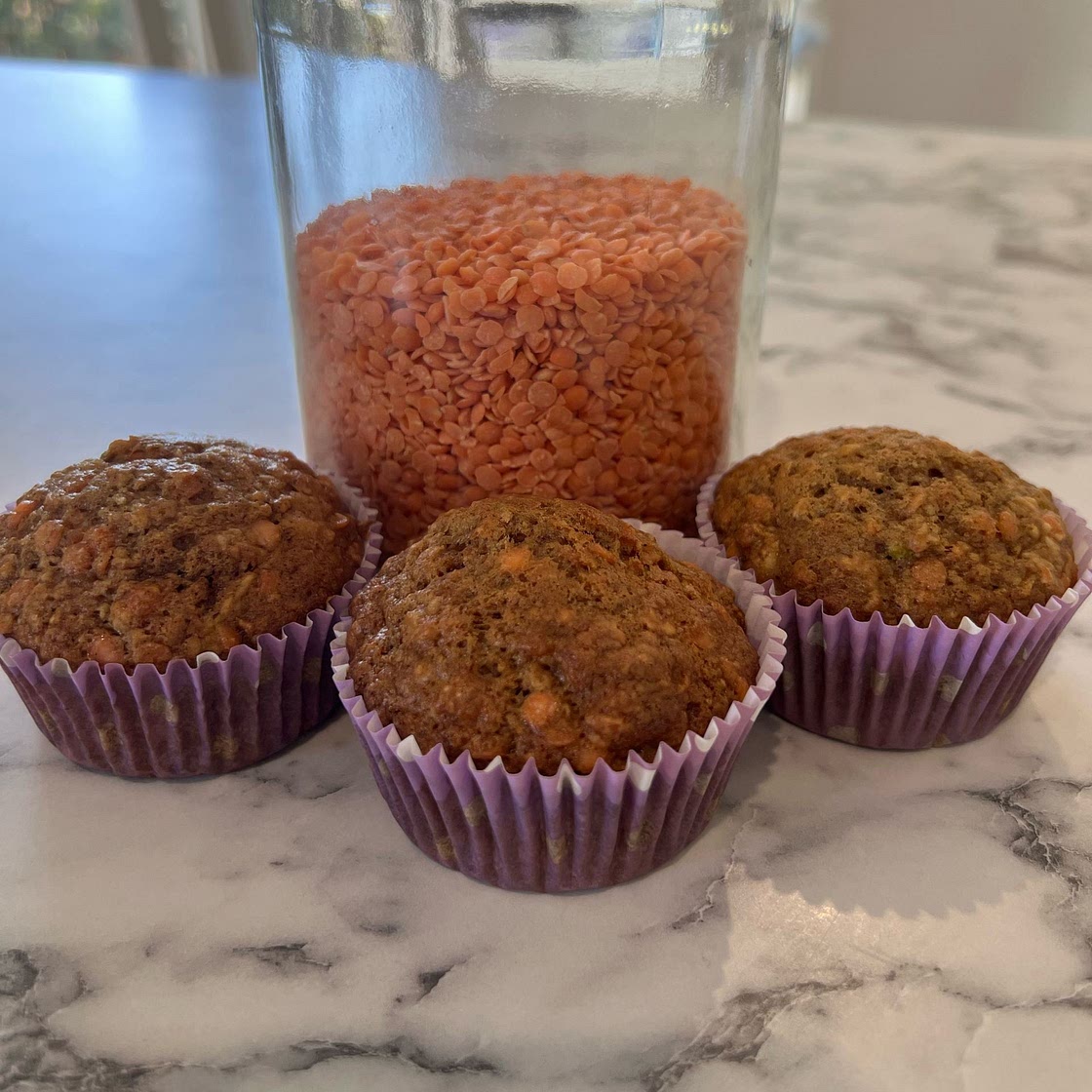 Apple lentil muffins